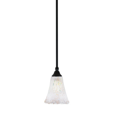 Mini-luminaire suspendu suspendu au fini noir mat avec verre en cristal cannelé de 5,5 po