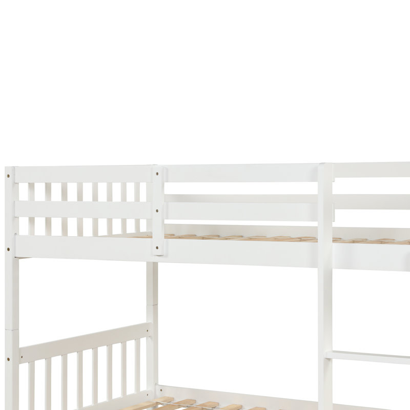 Twin Over Twin Bunk Bed with Trundle, Twin, White