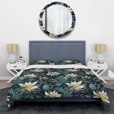 White Embracing Meditative Lotusl Zen Duvet Cover