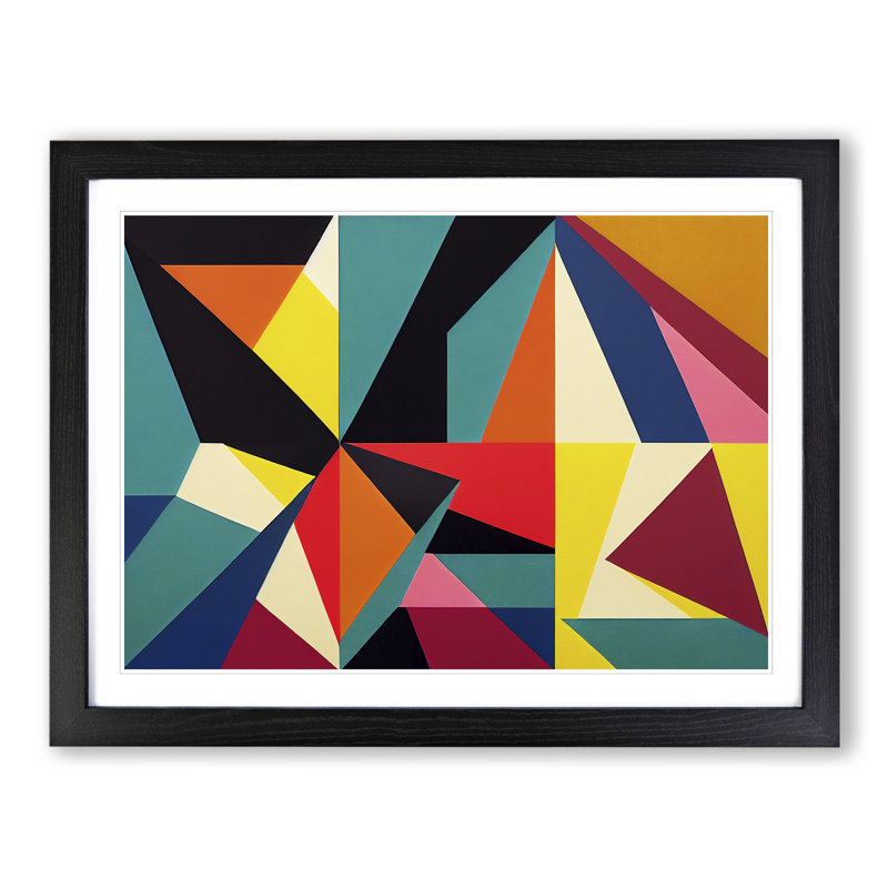 XH1022-8683X Suprematism Art Abstract Vol.7 1 Piece Single Picture Frame Painting, 25cm H x 34cm W x 2cm D, Black