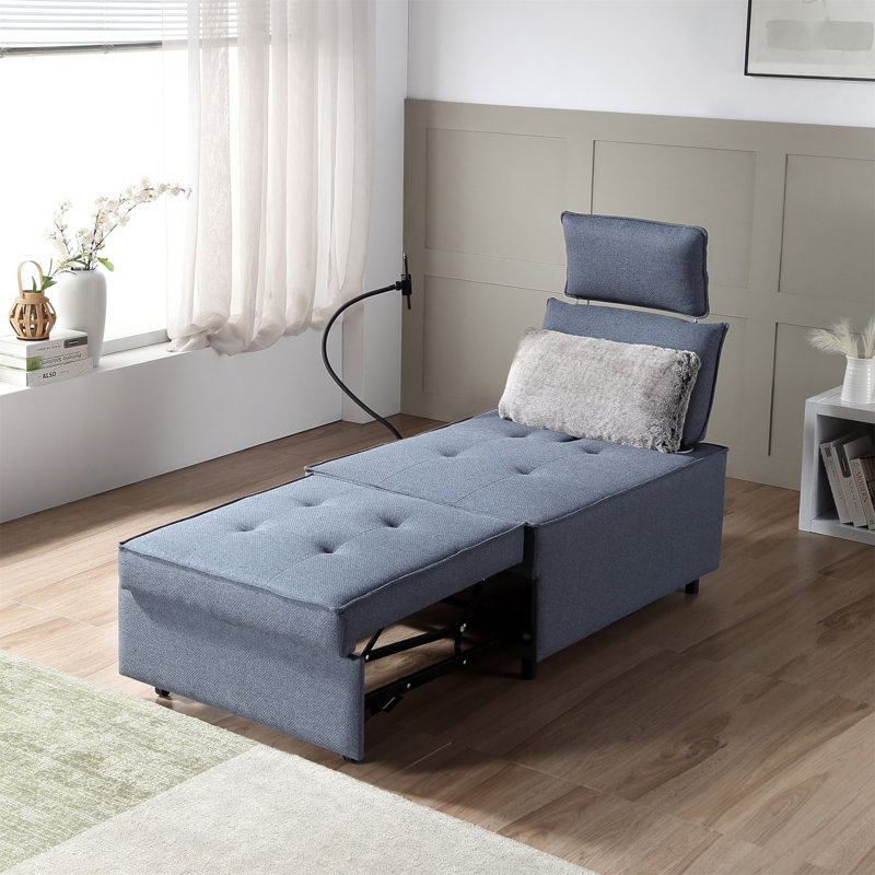 Chaise convertible rembourrée avec 2 ports USB