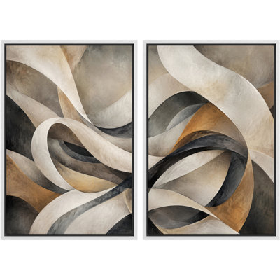 «Grey Flowing Ribbon», reproduction d'art sur toile encadrée de la chambre principale, 2 pièces