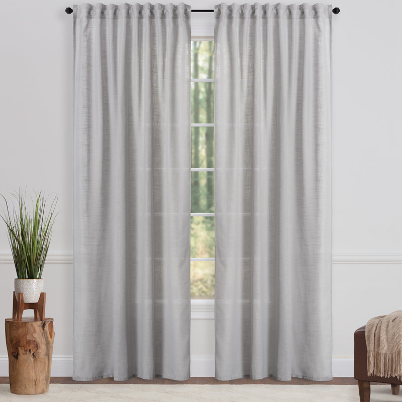 Misenheimer Solid Semi-Sheer Rod Pocket Curtain Panels, 52" x 84", Silver