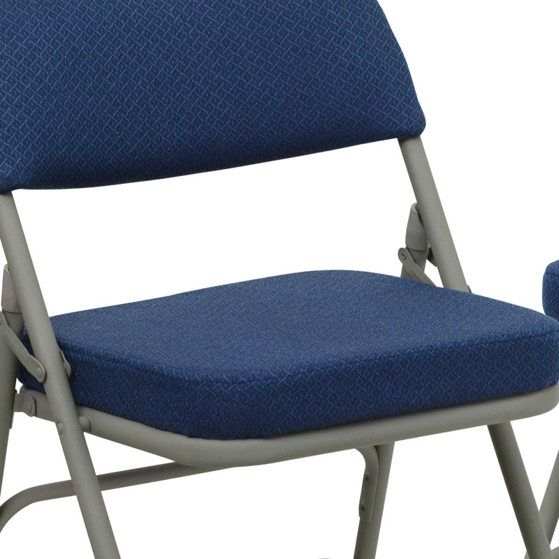 Chaise pliante recouverte en métal Oliverson, Gris, H 30 po x l 18,5 po x P 19 po