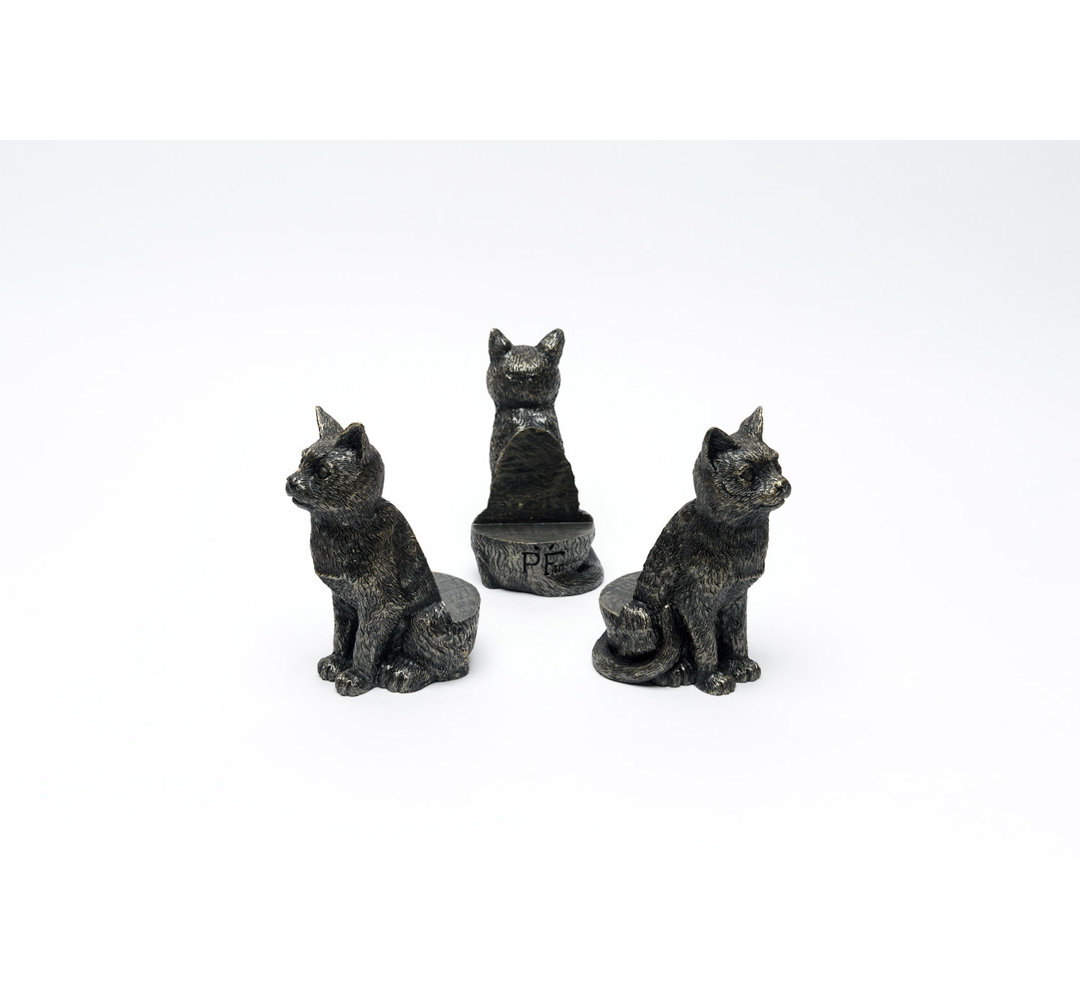 Sitting Cat Bronze Coloured Planter Feet In Gift Box Jardinopia