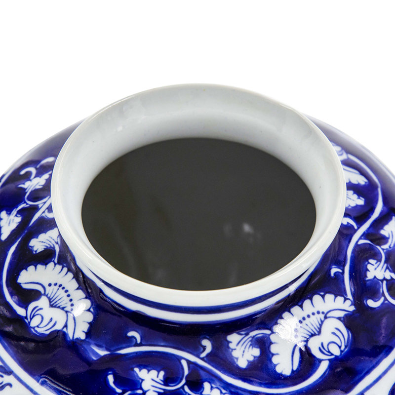 8.5X8.5X9" Blue & White Decorative Vase