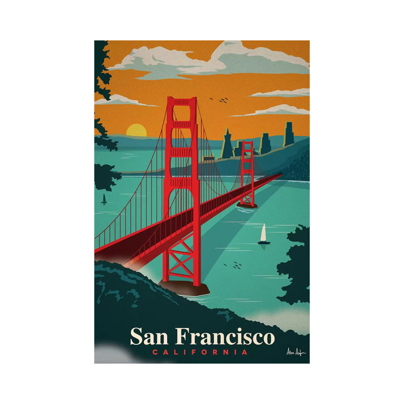 «San Francisco» par IdeaStorm Studios - reproduction d'art graphique à cadre flottant, Toile tendue