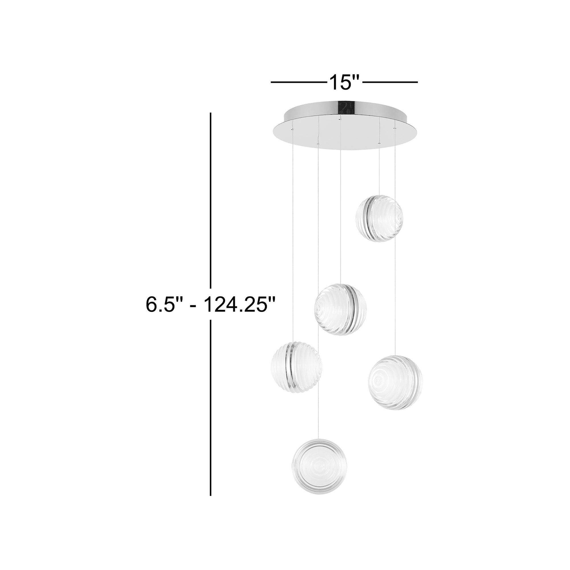 Aliese 5 Light Acrylic Dimmable LED Pendant