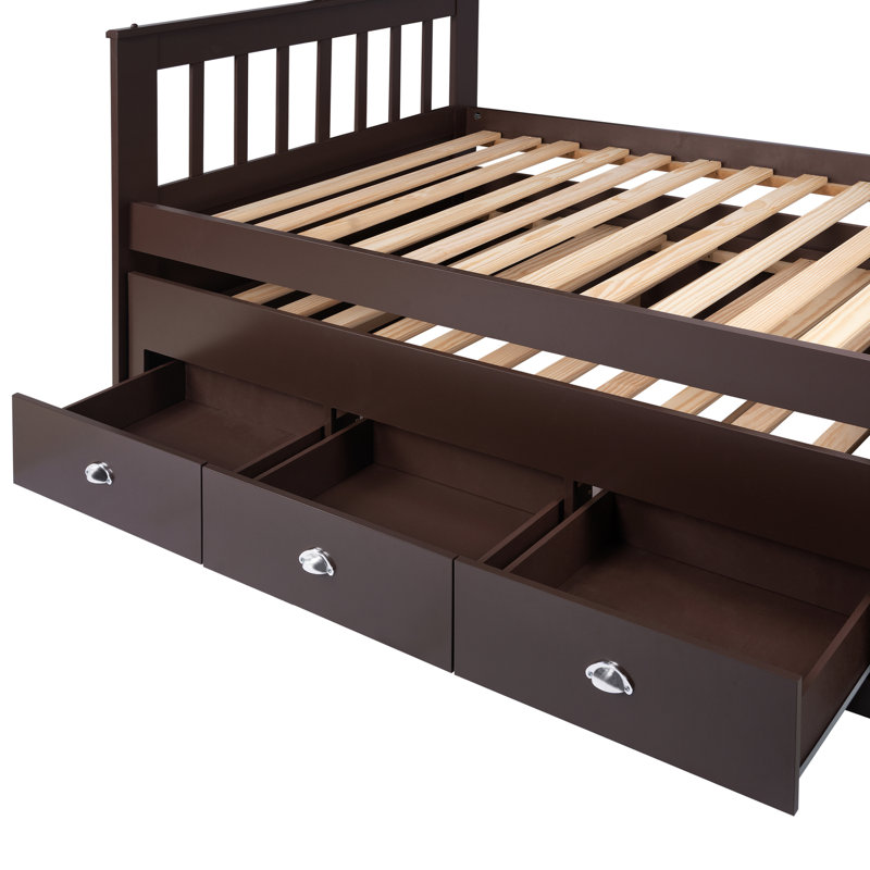 Lit plateforme avec rangement Jaslean, Espresso