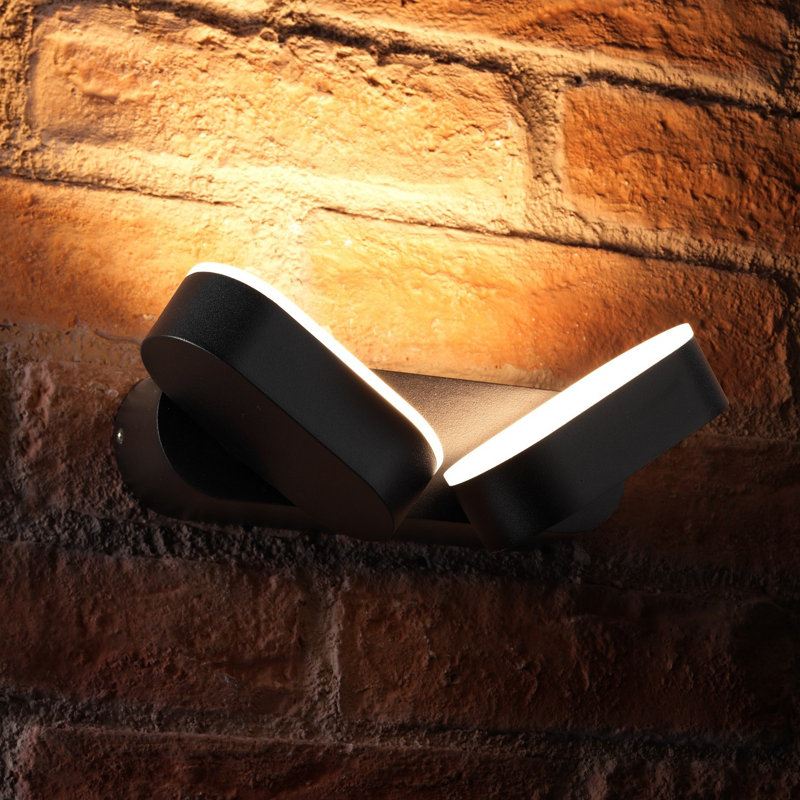 Fulcher Black 2 - Bulb 23cm H Integrated LED Frosted Glass Outdoor Armed Sconce