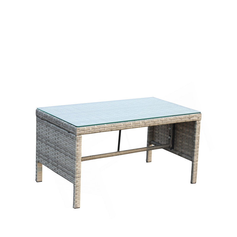 Table basse d'extérieur avec verre trempé transparent