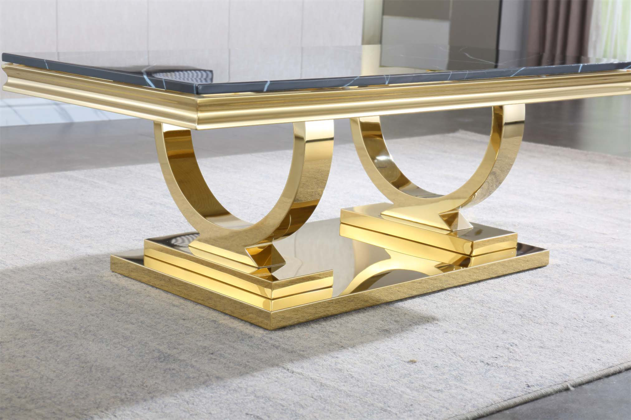 Everly Quinn Modern Rectangular Marble Coffee Table with 0.71 Inch ...