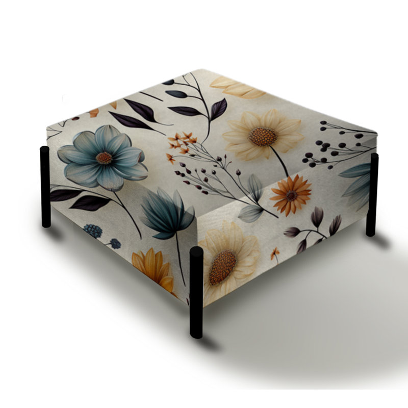 Motif botanique nomade bohème - grand repose-pieds carré Boho