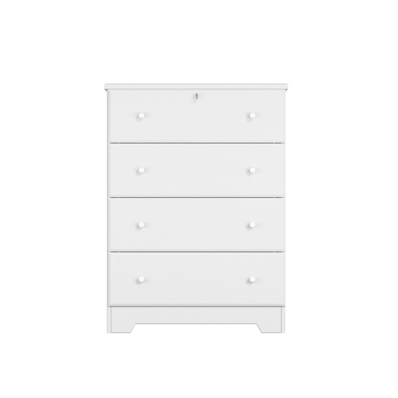 Raiqa 4 Drawer  Solid  Wood Chest,  Dresser, White