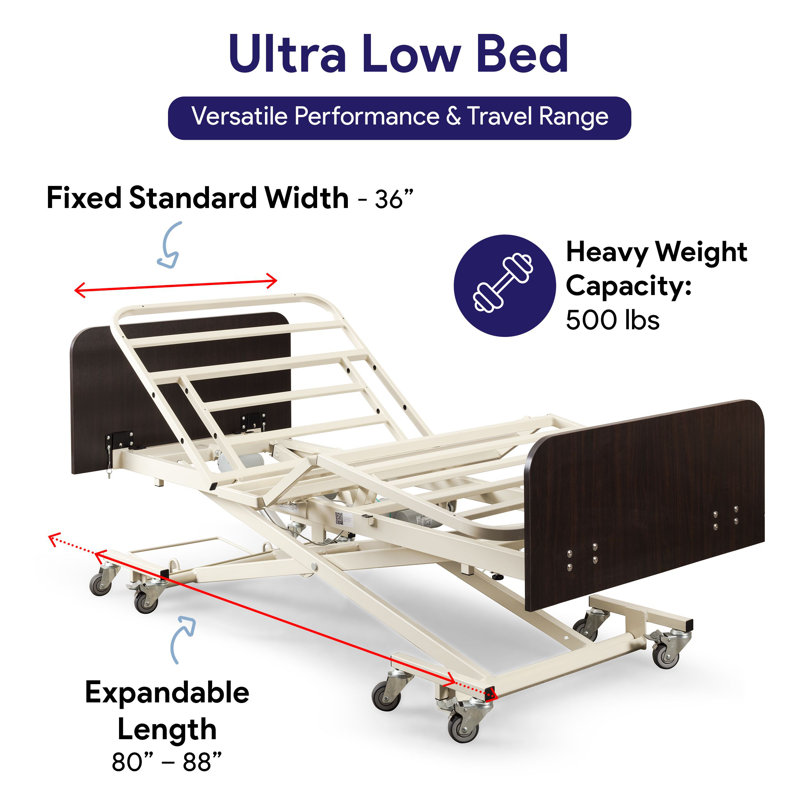 Mahogany Adjustable Full Electric Hospital Bed with Safety Rails