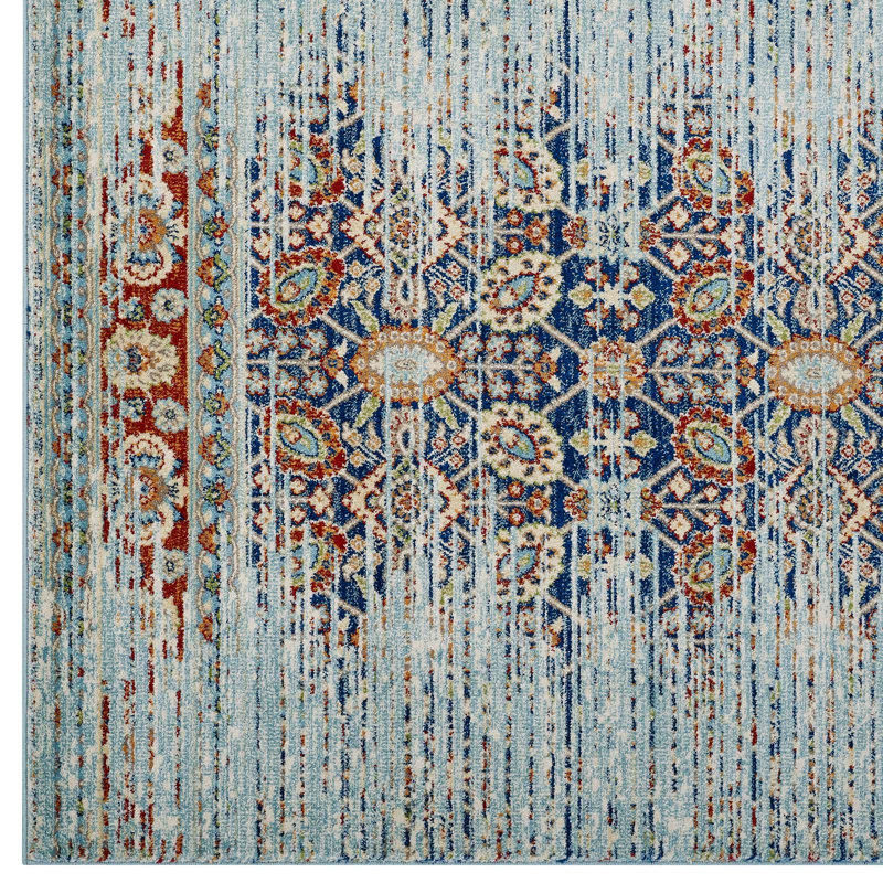 Modway Kazia ful Distressed Vintage Medallion 8x10 Area Rug, Rectangle 5' x 8'