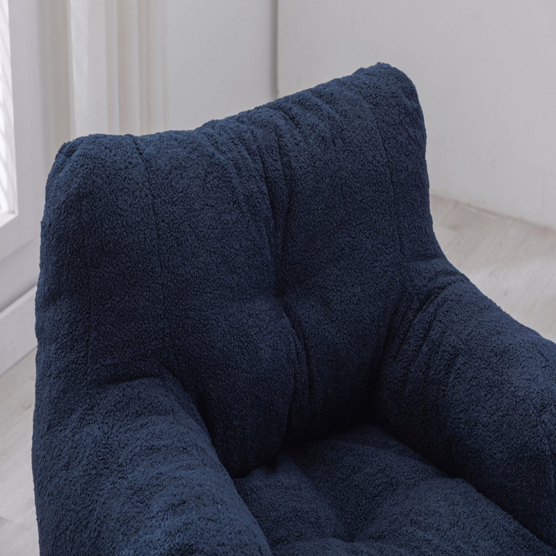 Fauteuil à billes en tissu d'ameublement doux, Dark Blue Teddy