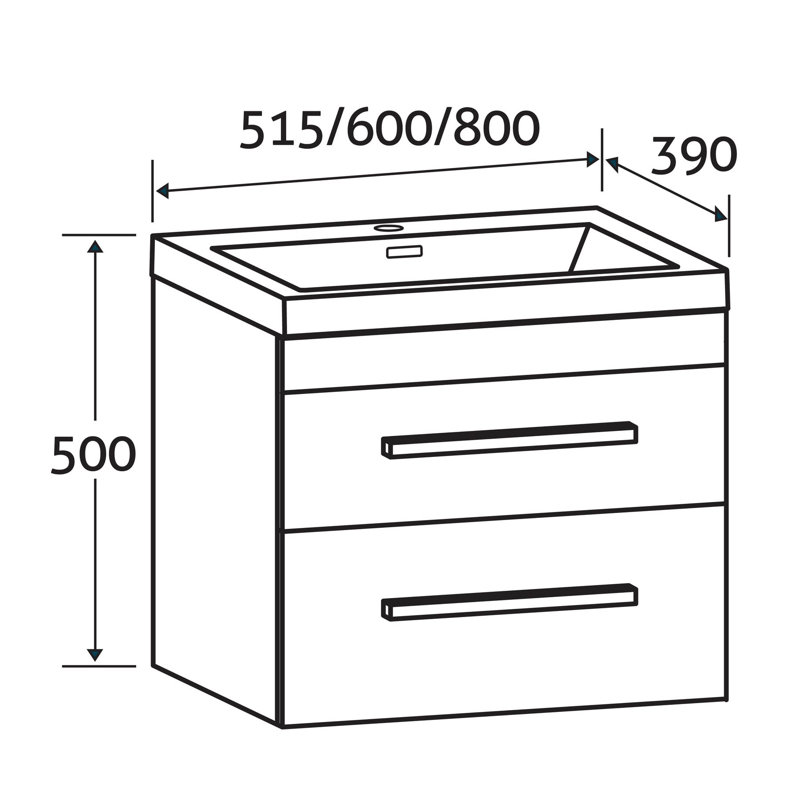 515mm Single Bathroom Vanity with Semi-Recessed Ceramic Basin, Light Elm