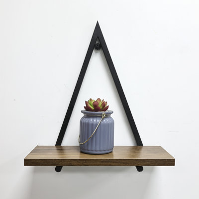 Modern Triangle Shelf Compact Storage Organizer Durable Mdf With Pvc Finish Powder Coated Metal Frame Black Frame With Wood Tone Board