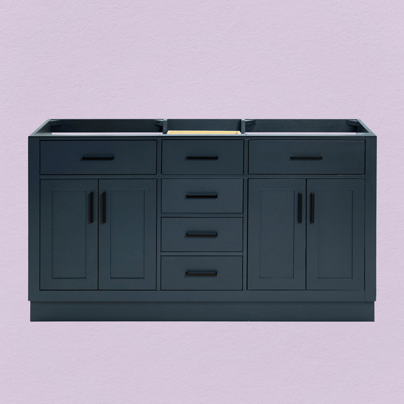 Base de meuble-lavabo double 60 po Osoria, Bleu minuit