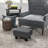 Charcoal Gray Foot Rest, Linen Covered, Small For Living Room, Comfortable Option Upholstered Rest , Versatile All Rooms,