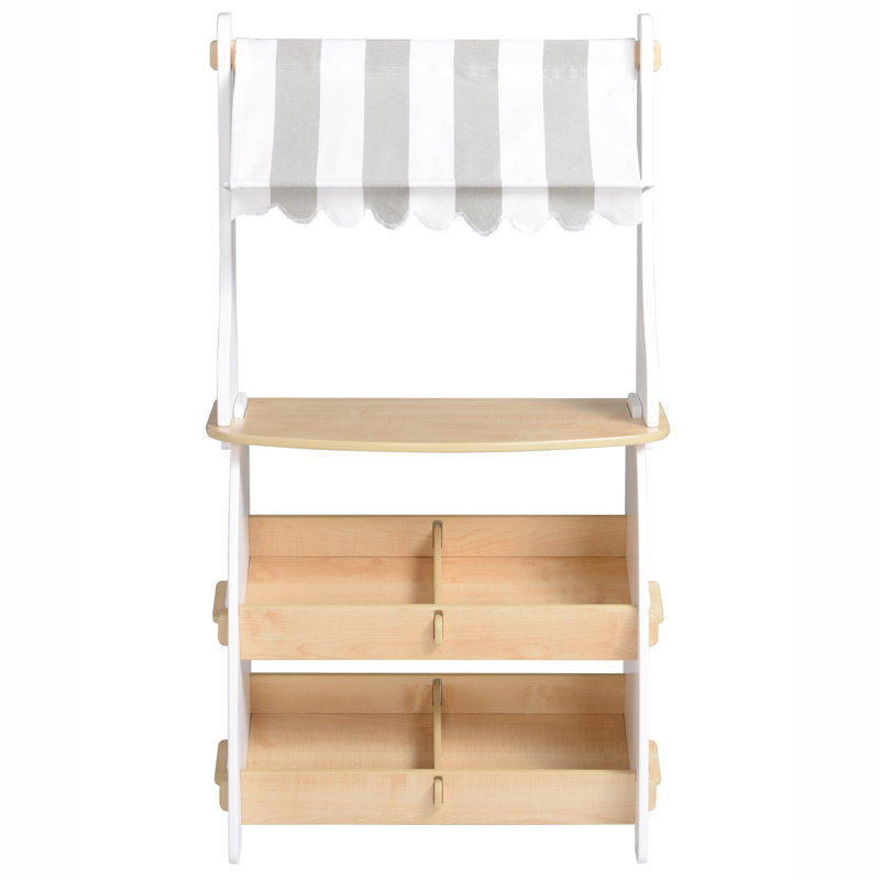 Kids Pretend Play Shop Wooden Market Stand Kitchen Set