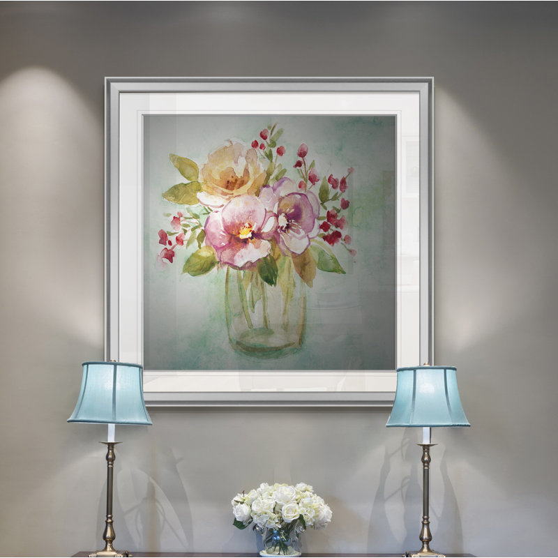 « summer pansy », peinture, H 16 po x l 16 po x P 1,5 po, Encadrement argenté