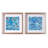 Coryell Blue Seashell Mosaic Wall Art Set with Champagne Frame - Handcrafted 2 Piece Square Coastal Wall Decor