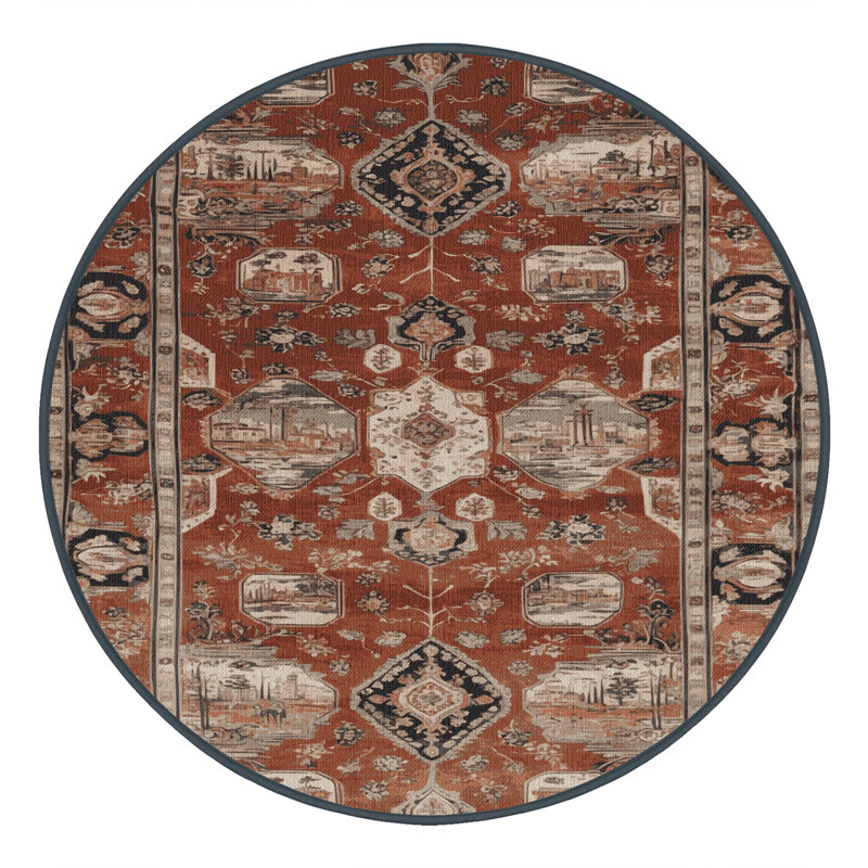 Tapis brun lavable à la machine, Rond 5 pi