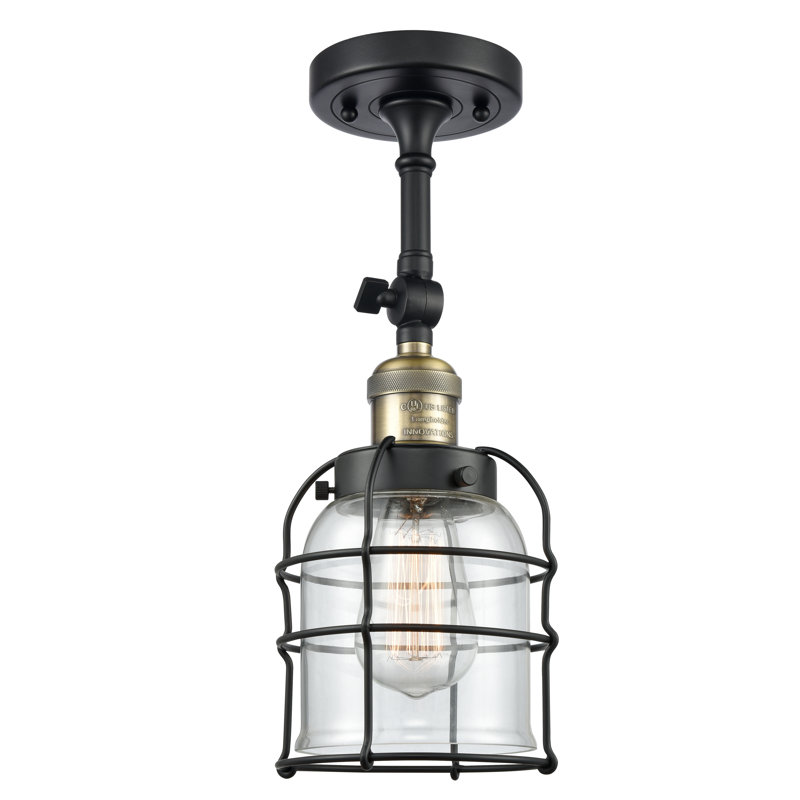 Nathen Semi Flush Mount, Black Antique Brass, LED, Clear