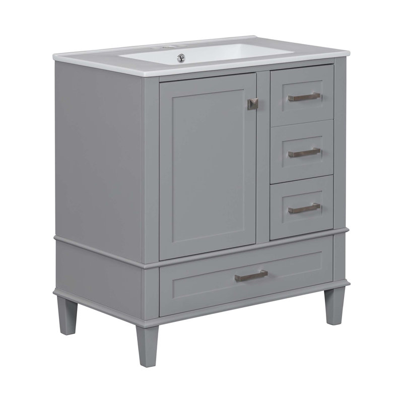 Meuble-lavabo de salle de bain, armoire de salle de bain avec lavabo, armoire de rangement de salle de bain avec porte à fermeture douce