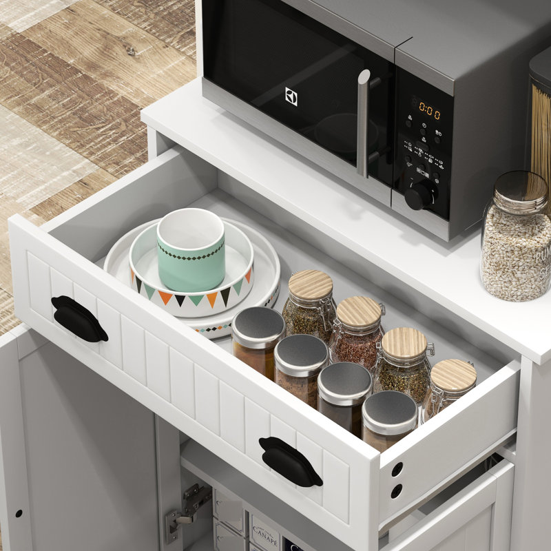 Kitchen Storage Unit - White With Adjustable Shelf And Drawer Cabinet Middle For In Beyond
