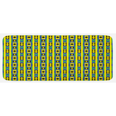 Traditional Striped Synthetic Kitchen Mat