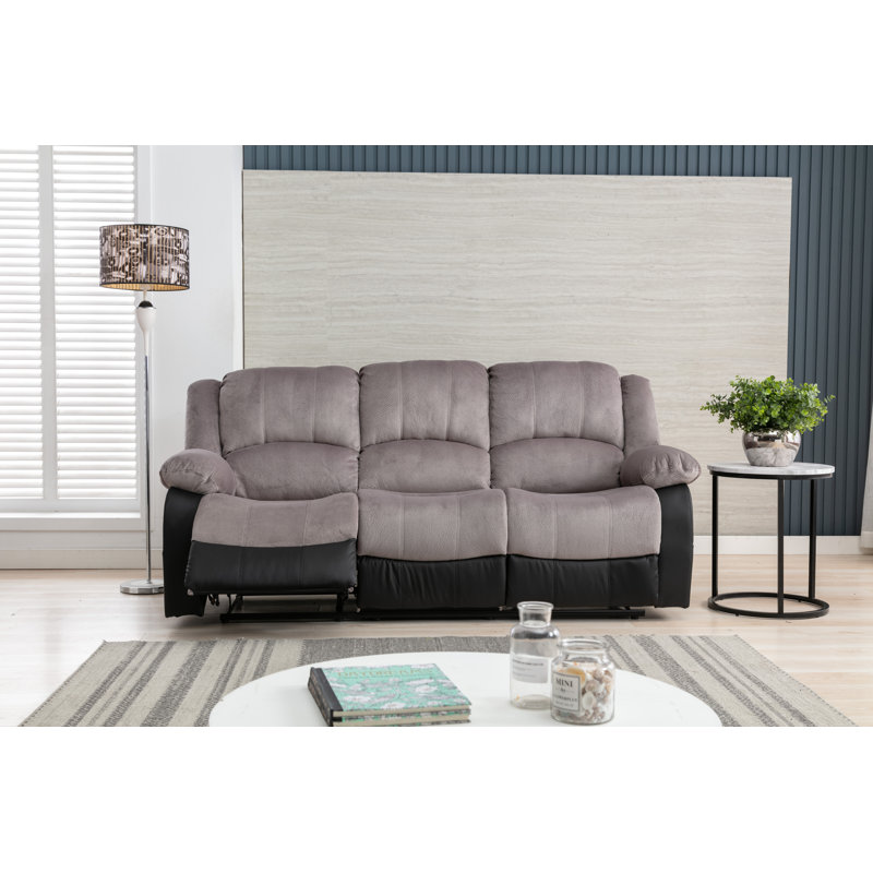 Canapé inclinable à accoudoirs coussinés de 83 po Alizzon, Gris