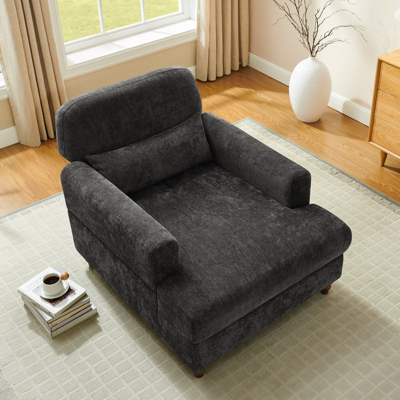 Chaise longue d'intérieur rembourrée 36 po, Dark Grey