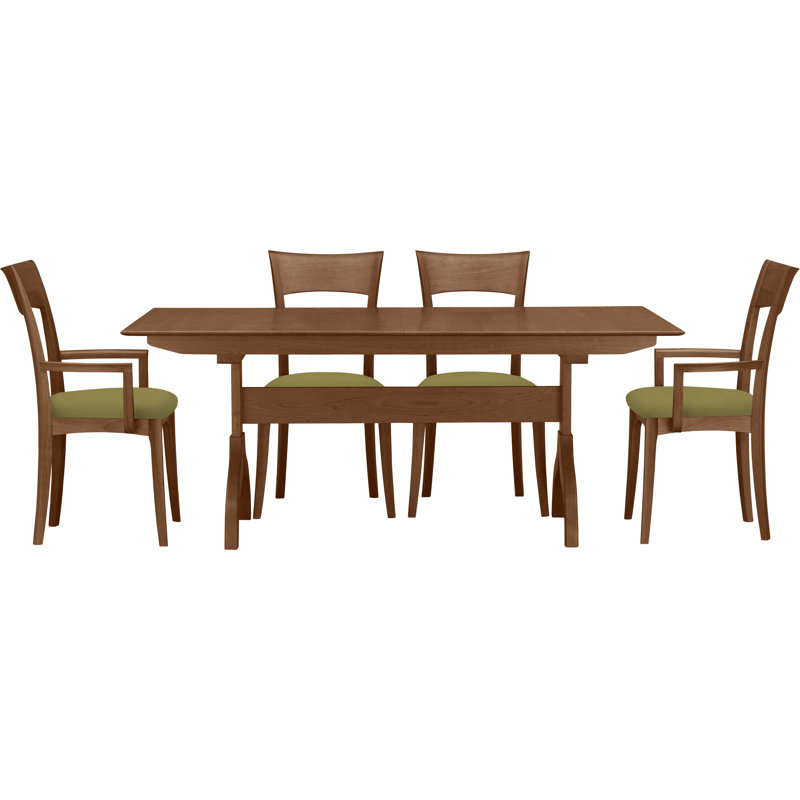 Sarah 5 - Piece Dining Set, Saddle Cherry, Coffee Leather