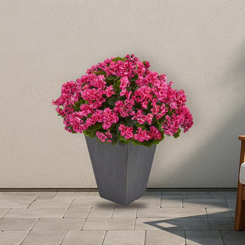 Geranium plante artificielle en pot d'ardoise