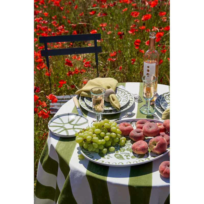 Amalfi Oval Serving Tray - White/Blue - 15.7" x 11", White, Green