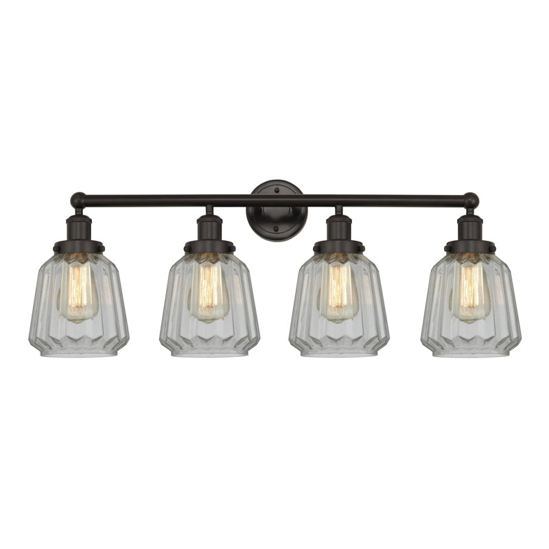 Éclairage de salle de bain à intensité variable à 4 lumières Aretzy, Blanc mat, Bronze huilé