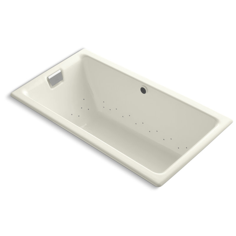 Tea for Two 66" x 36" Drop In Air Bathtub, Almond, Brushed Nickel
