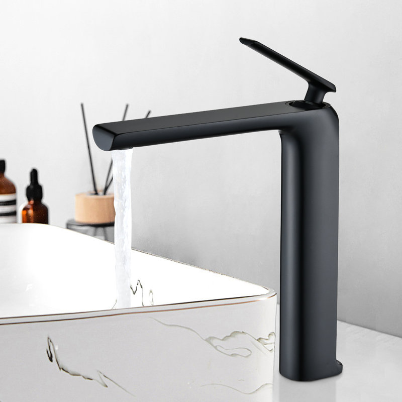 Modern Bathroom Faucet In Matte Black - Single Hole Single High Arc. Solid Brass Crafted, Rust & Corrosion . Large-Flow Spout And Smooth Ceramic Disc Cartridge. For Residential Bathrooms Black.