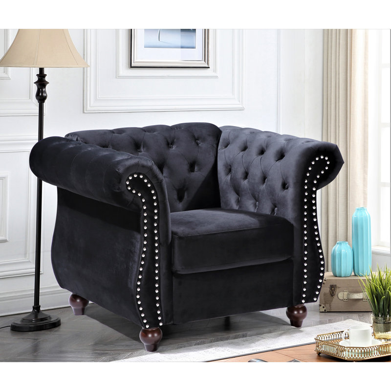 Fauteuil Chesterfield 40,6 po Feldt, Noir