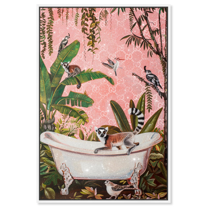 Art de la salle de bain «Fresh Jungle Bath» par Art Remedy, Cadre blanc, H 55 po x l 37 po