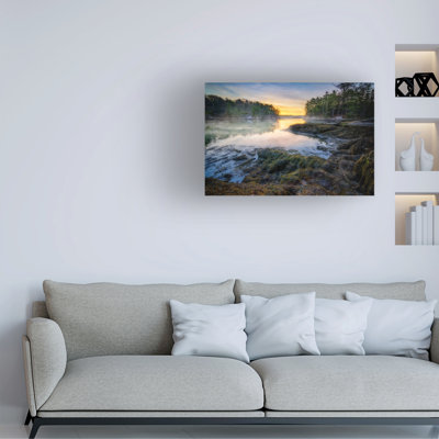 Wrapped Canvas Wall Art - Rick Berk 'Dawn at Ovens Mouth' Wall Art for Living Room, Bedroom, or Office Décor  - 22x32