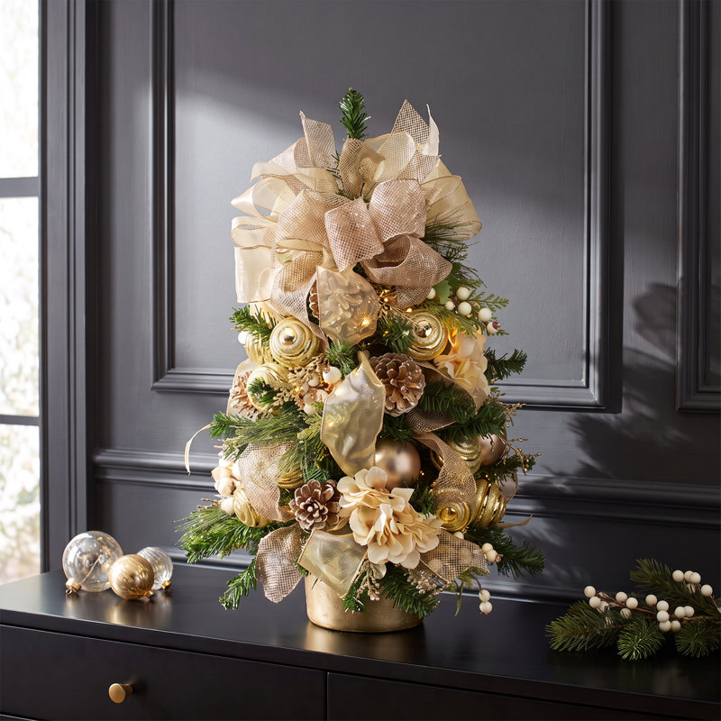 White And Gold Holiday Tree, 2.3, Red