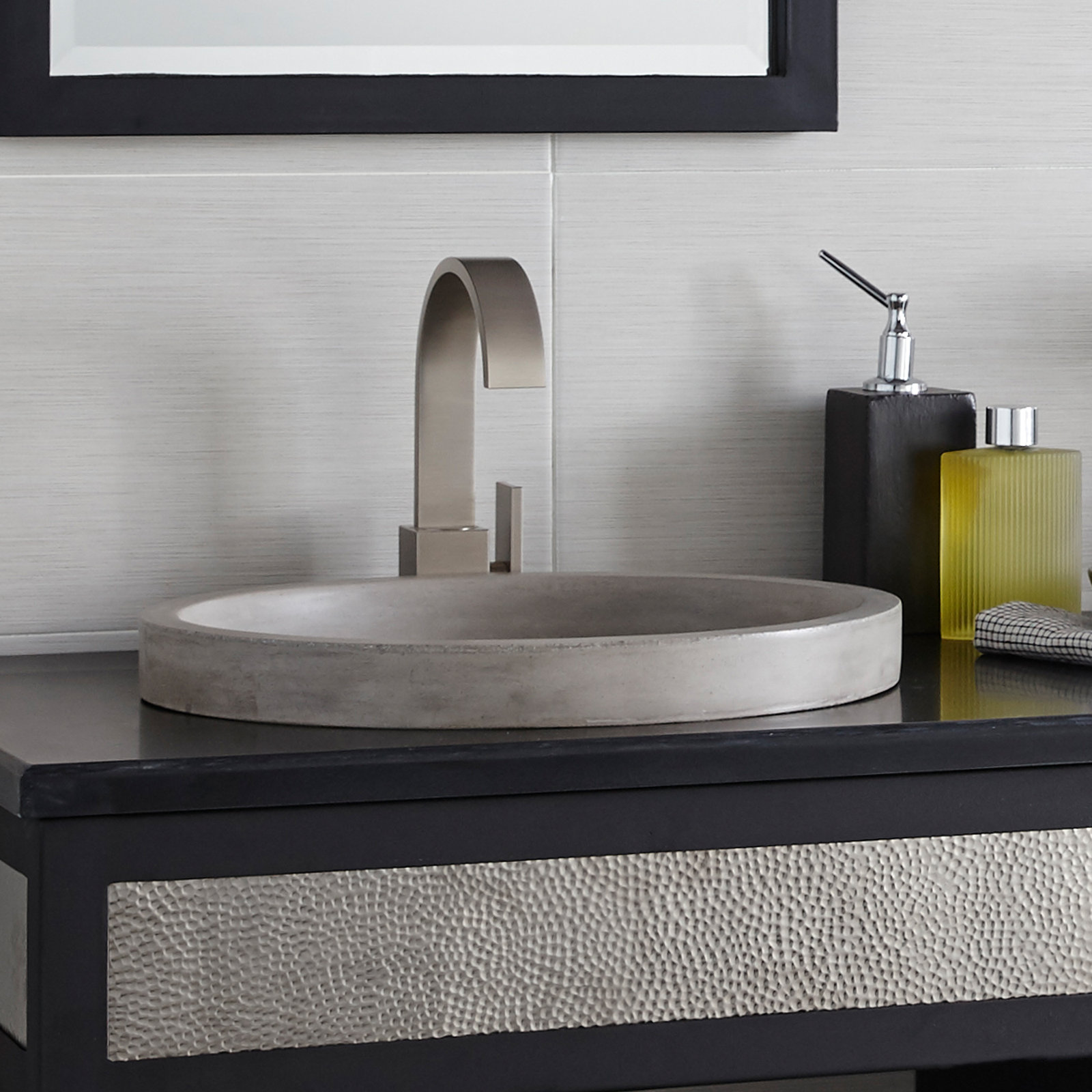 NativeStone Tolosa Oval Concrete Sink, Ash