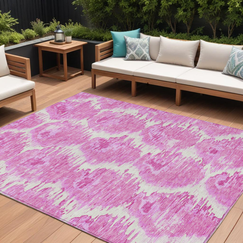 Tapis intérieur lavable abstrait 8 pi x 10 pi rose et rosé