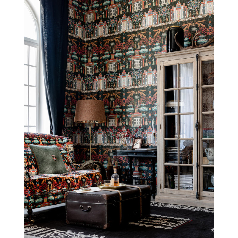 Tyrol Apres-Ski Home Wallpaper Roll, Blue/Red/Taupe/Turquoise