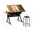 Height Adjustable Drafting Table With Stool, Art Desk Drawing Table With 0-75° Tilting Tabletop, Artist Table Diamond Painting Table Craft Work Station With Storage Drawers For Artists Painters Illustrators Cartoonists