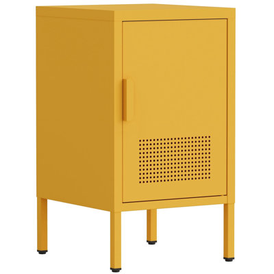 Single Door Metal Coffee Table Adjustable Easy To Assemble Living Room 2-Tier Side Table For Storing Mobile Phones And Books Children's Bedside Table Yellow 24"H X 13.8"W X 15"D